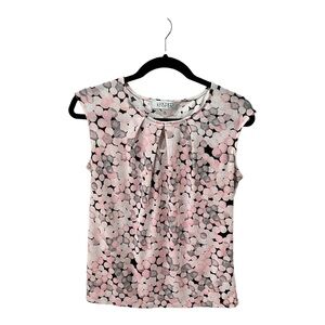 Kasper sleeveless top pleated neckline with keyhole detail Size S